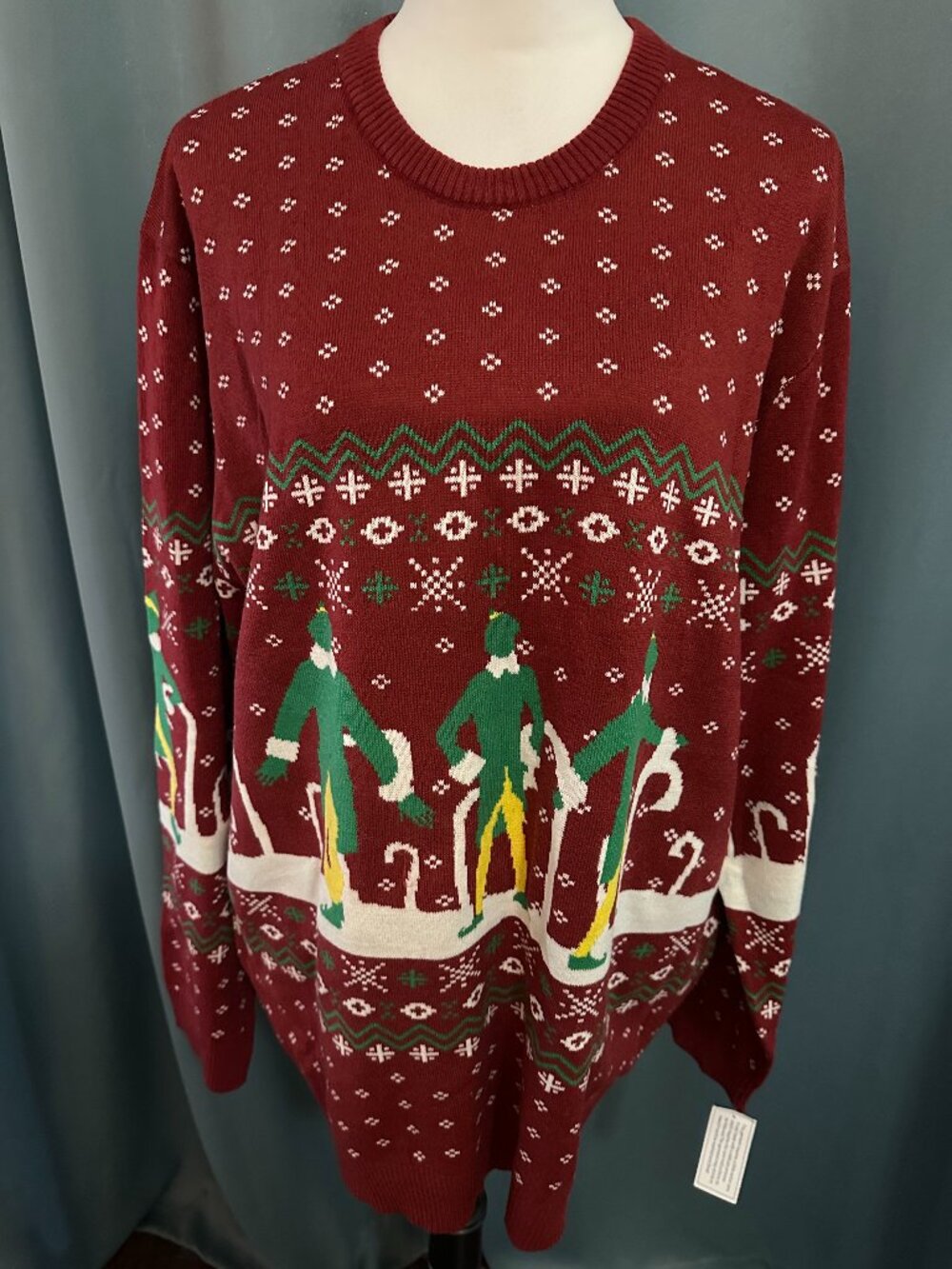 Elf Movie Buddy Ugly Christmas Sweater XXL Red Fair Isle Candy Cane NWT Acrylic